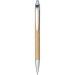Tiflet recycled paper ballpoint pen in natural brown colour with silver tip and top
