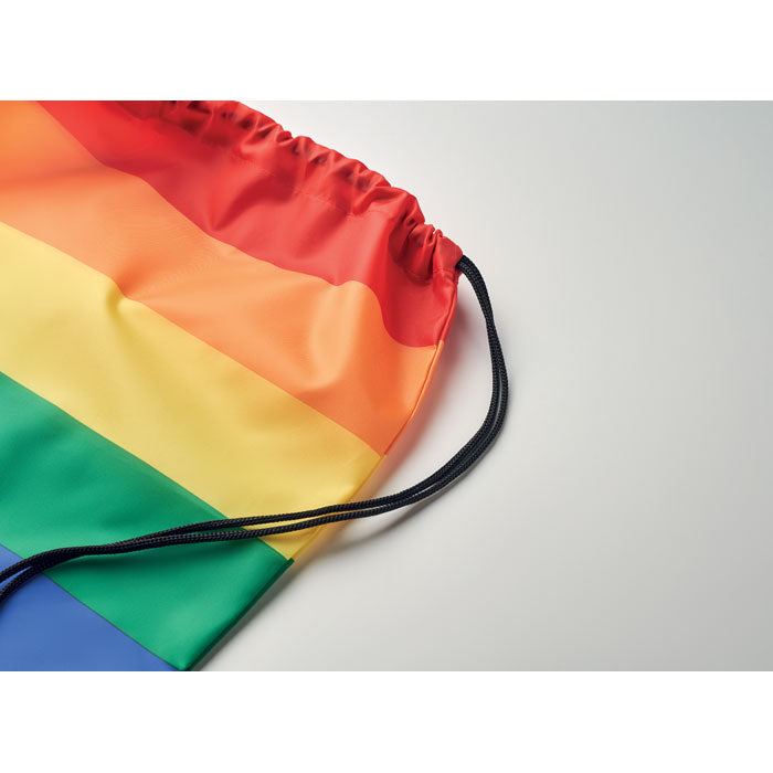 Branded Rainbow RPET drawstring bag