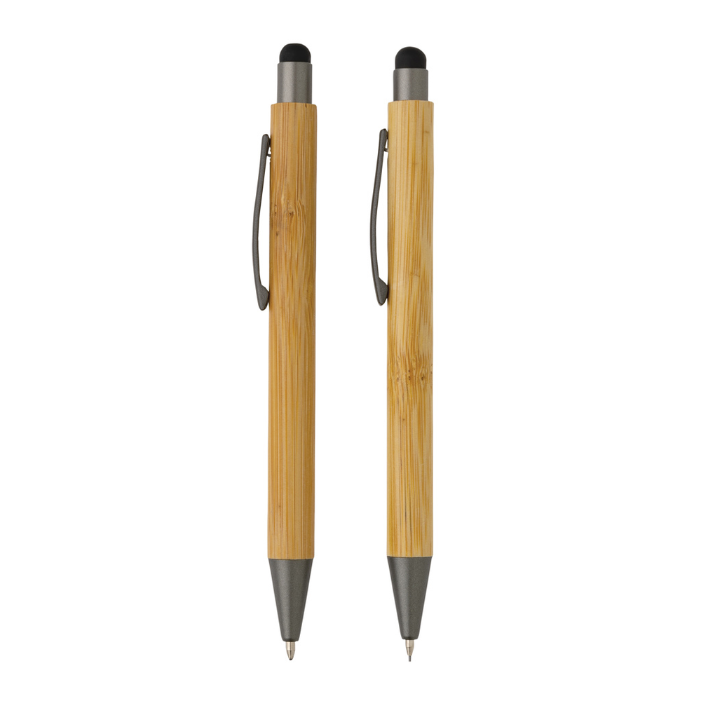 Branded Bamboo modern pen set in box