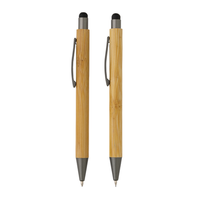 Branded Bamboo modern pen set in box