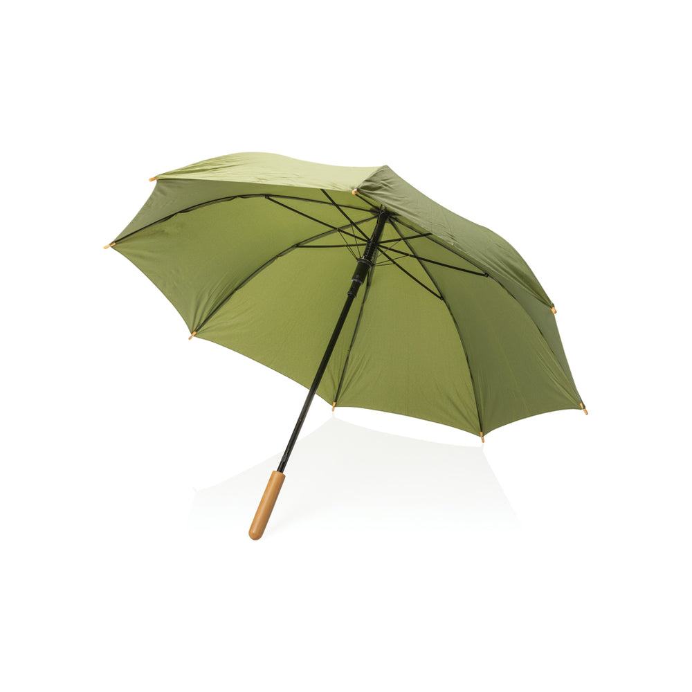 Branded 23" Impact AWARE™ RPET 190T auto open bamboo umbrella