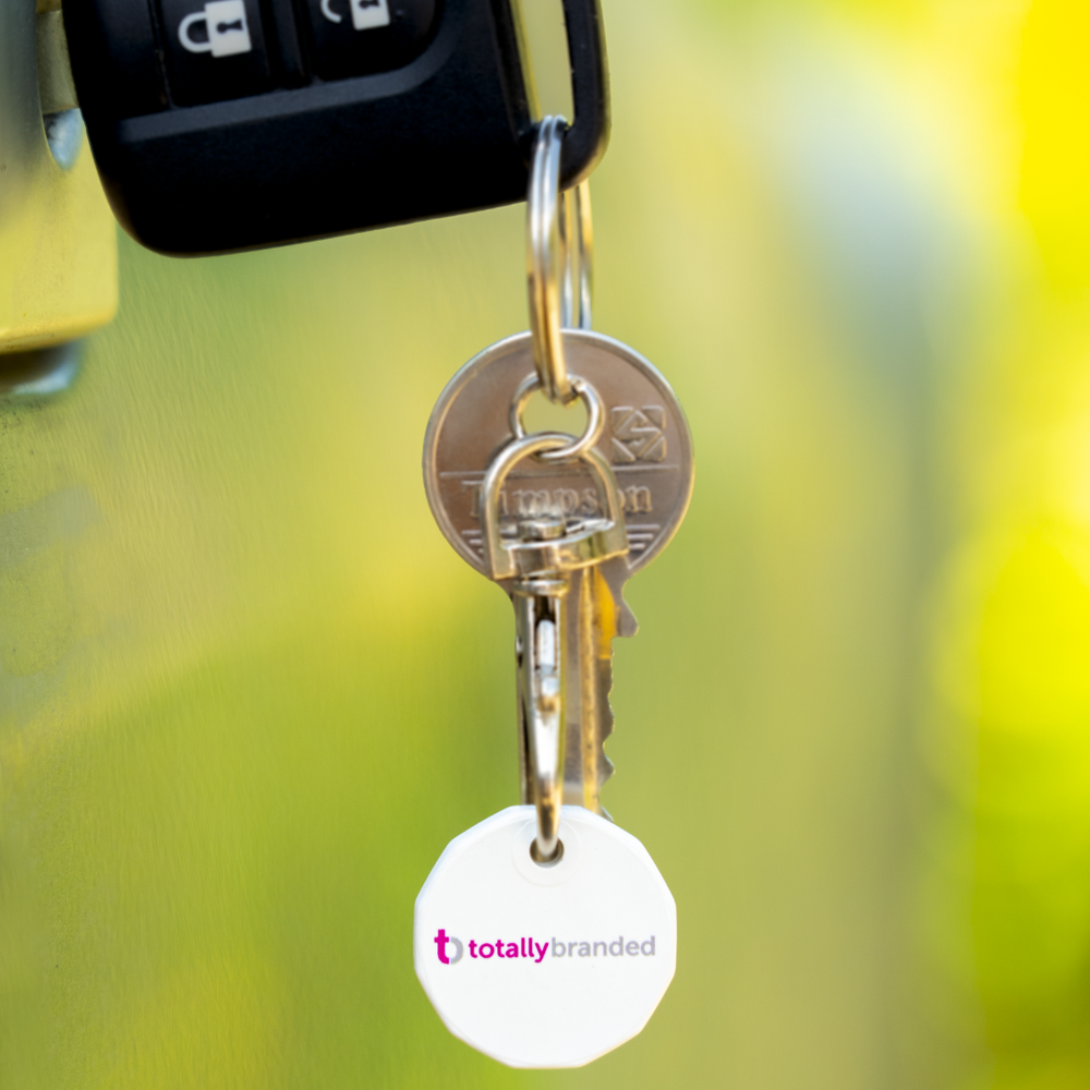 Branded Recycled Plastic Trolley Coin Keyring