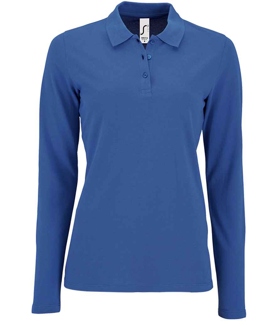 Branded SOL'S Ladies Perfect Long Sleeve Piqué Polo Shirt