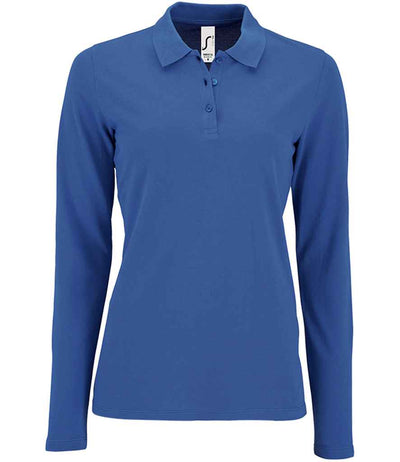 Branded SOL'S Ladies Perfect Long Sleeve Piqué Polo Shirt