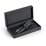 Chess Carbon Fibre Rollerball and Ball Pen Set Black