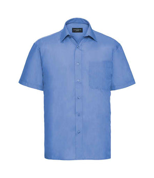 Russell Collection Short Sleeve Easy Care Poplin Shirt Corporate Blue