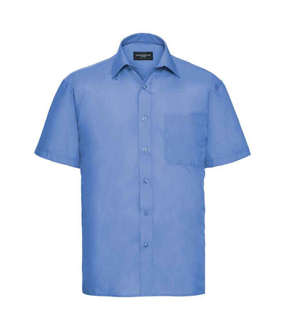 Russell Collection Short Sleeve Easy Care Poplin Shirt Corporate Blue
