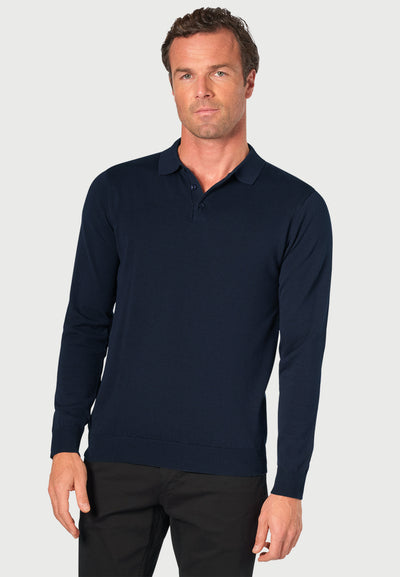 Brook Taverner Casper Knitted Long Sleeve Polo Shirt