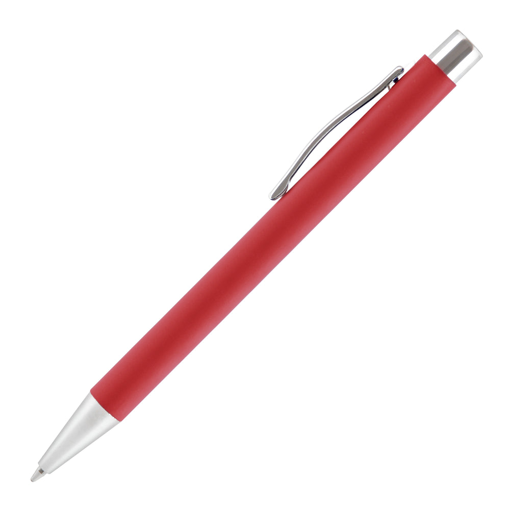 Branded TRAVIS SOFT FEEL ball pen with chrome trim