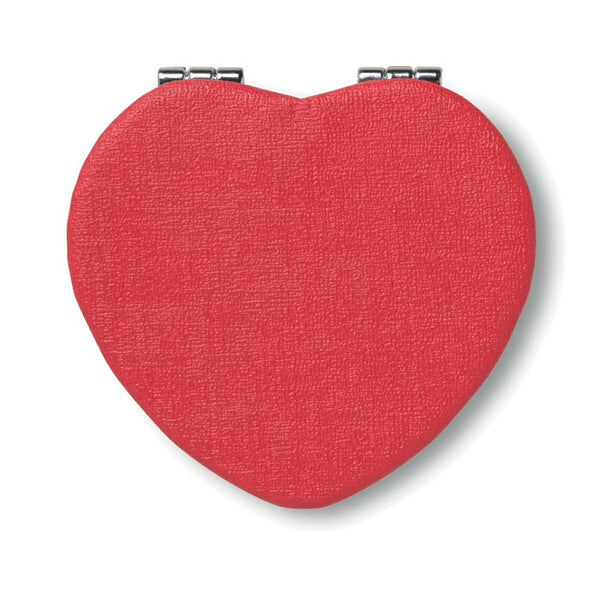 Red Heart Shaped double sided mirror made with PU Leather exterior with metal frame