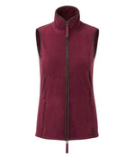 Premier Ladies Artisan Fleece Gilet Burgundy/Brown