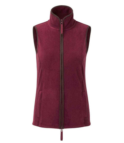 Premier Ladies Artisan Fleece Gilet Burgundy/Brown