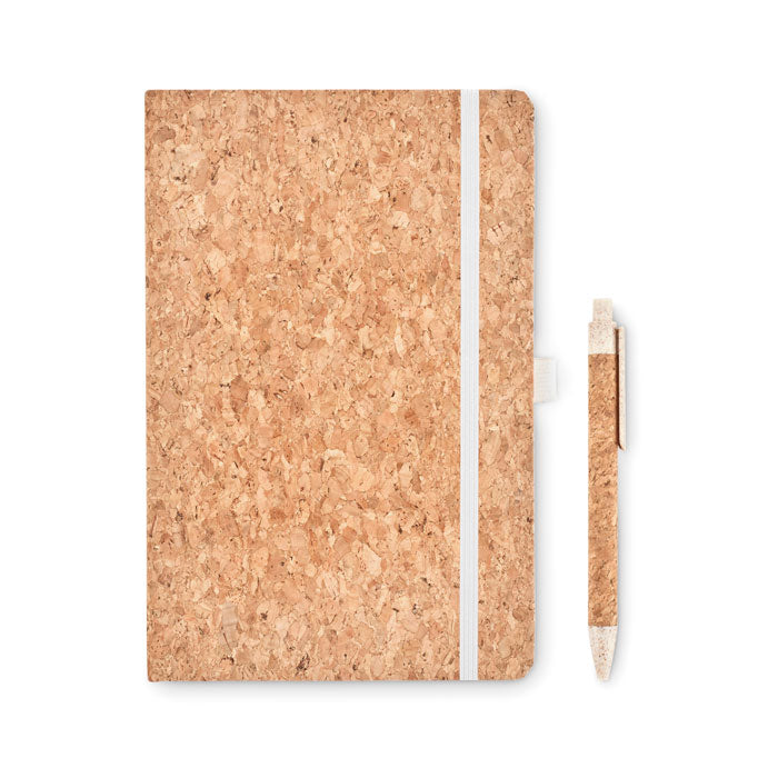 Branded A5 cork notebook with pen