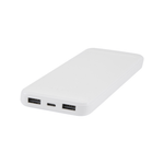 Adhil 10.000 mAh 10W recycled plastic power bank with 2 built-in cables