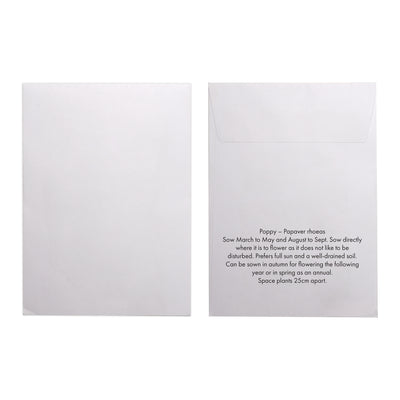 Seed Pack in White Paper Envelope Poppy