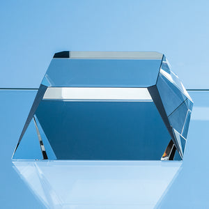 11.5cm Optical Crystal Square Base with Tapered Sides & Facet Corners