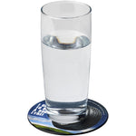 Branded Brite-Mat® round coaster with tyre material