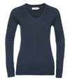 Russell Collection Ladies Cotton Acrylic V Neck Sweater