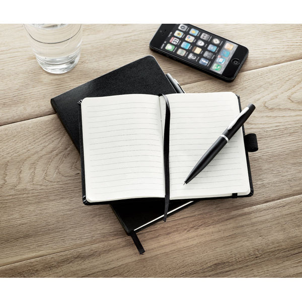 Branded A6 notebook with pen 72 lined