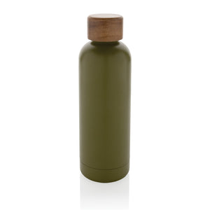 Wood RCS certified recycled stainless steel vacuum bottle