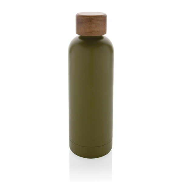 Wood RCS certified recycled stainless steel vacuum bottle