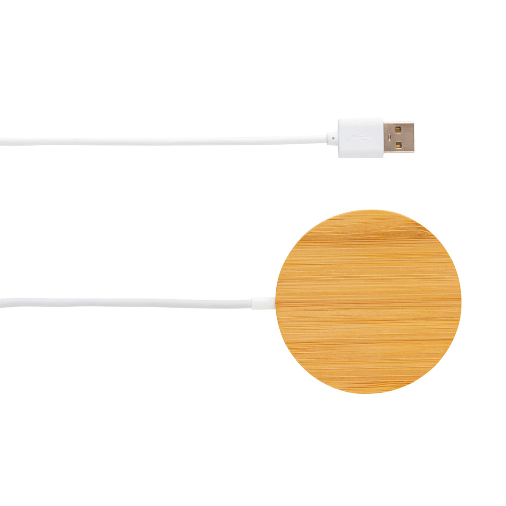Branded 10W bamboo magnetic wireless charger