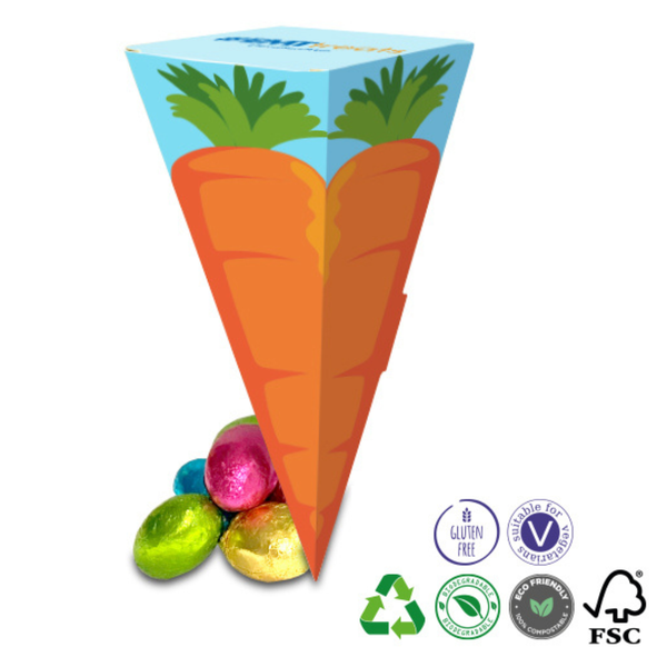 Branded Easter Carrot Cone with Foiled Chocolate Eggs