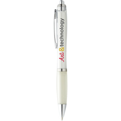 Nash ballpoint pen coloured barrel and grip in white with branding down the barrel