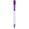 Calypso ballpoint pen with a white barrel and translucent purple on the clip and nose