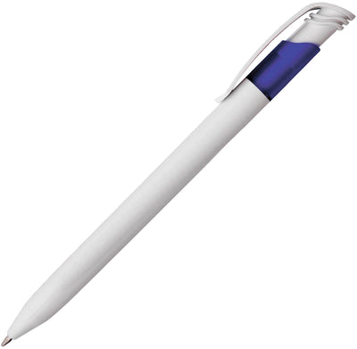 KODA ball pen WHITE barrel with blue trim