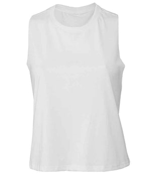 Bella Ladies Racer Back Cropped Tank Top White