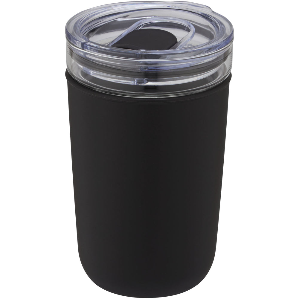 Branded Bello 420 ml glass tumbler with recycled plastic outer wall