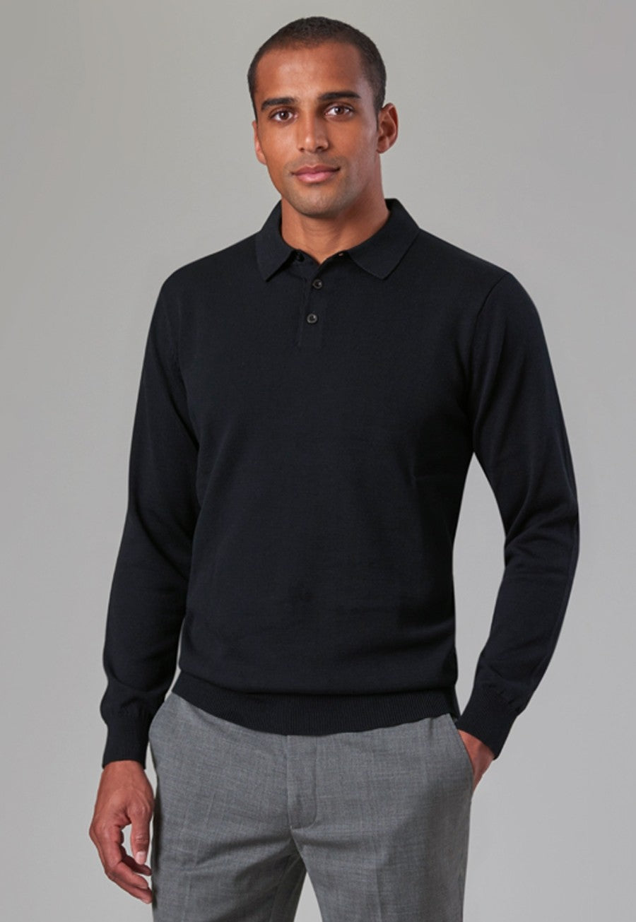 Brook Taverner Casper Knitted Long Sleeve Polo Shirt – Totally Branded