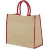 Jute Bag with Red Coloured Handles and Edge piping custom printed with logo