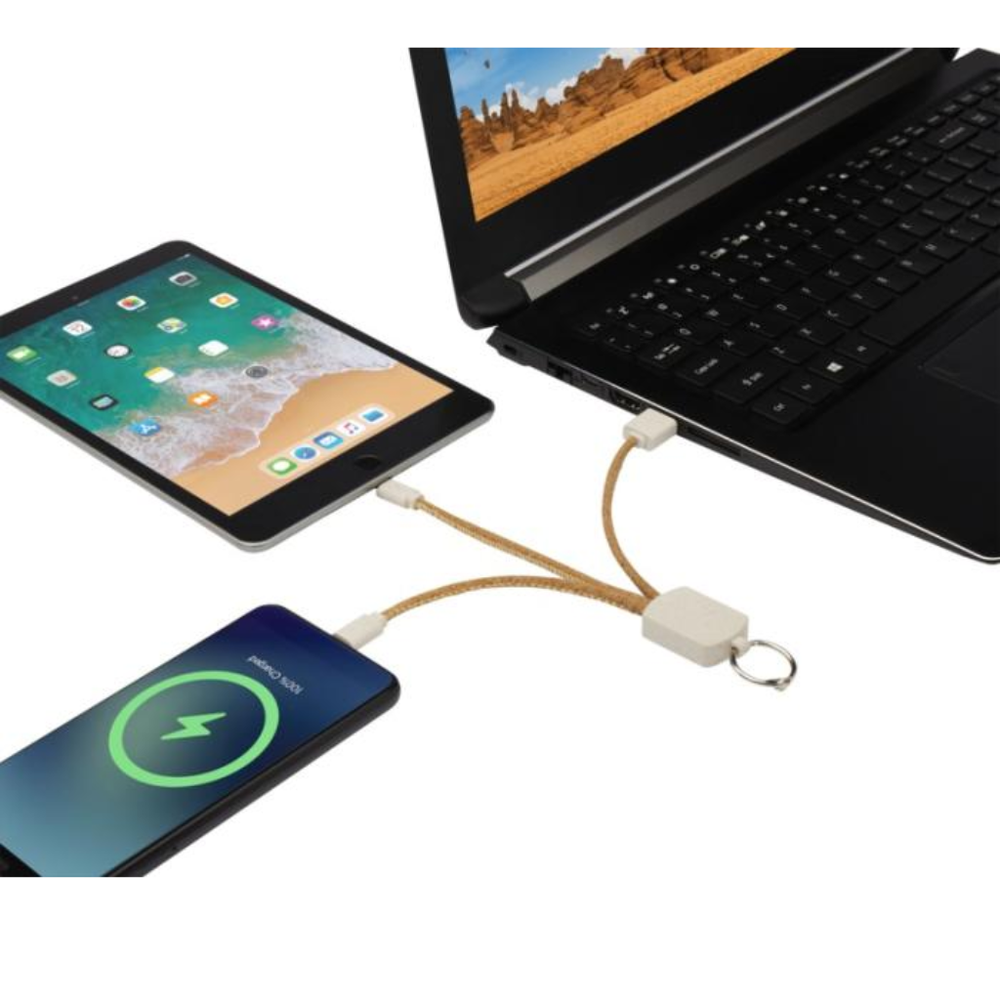 Bates wheat straw and cork 3-in-1 charging cable