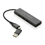 Branded Terra RCS recycled aluminium hub with 3 USB ports