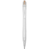 Honua recycled PET ballpoint pen with transparent barrel and orange push button
