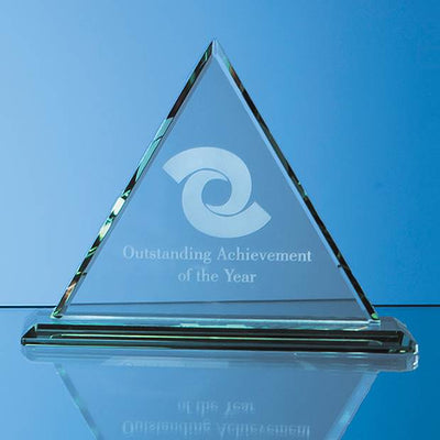 19cm x 19cm x 12mm Jade Glass Pyramid Award