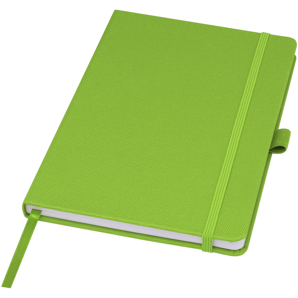 Branded Honua A5 recycled paper notebook with recycled PET cover