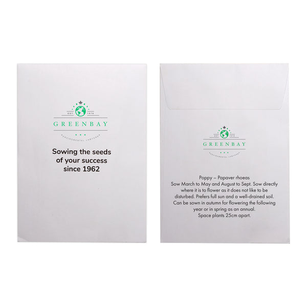 Seed Pack in White Paper Envelope Poppy