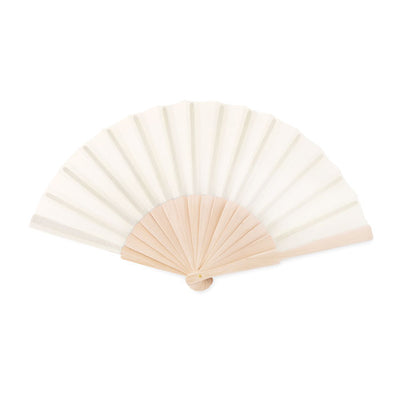 Branded Manual hand fan with wood handle