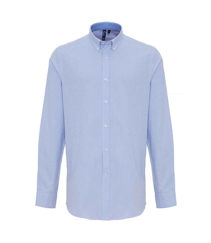 Premier Long Sleeve Striped Oxford Shirt White/Oxford Blue