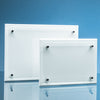 Branded 17.5cm x 22.5cm x 5mm Clear Glass Rectangle mounted on a 17mm Thick White Wood Plaque
