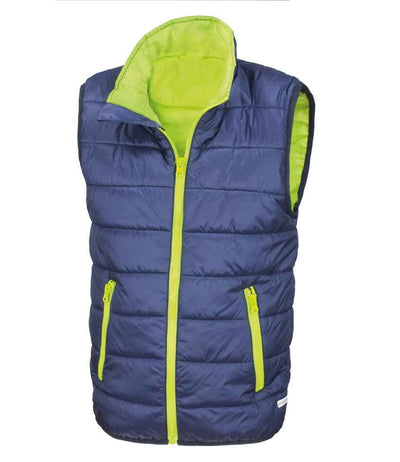 Result Core Kids Padded Bodywarmer Navy/Lime Green