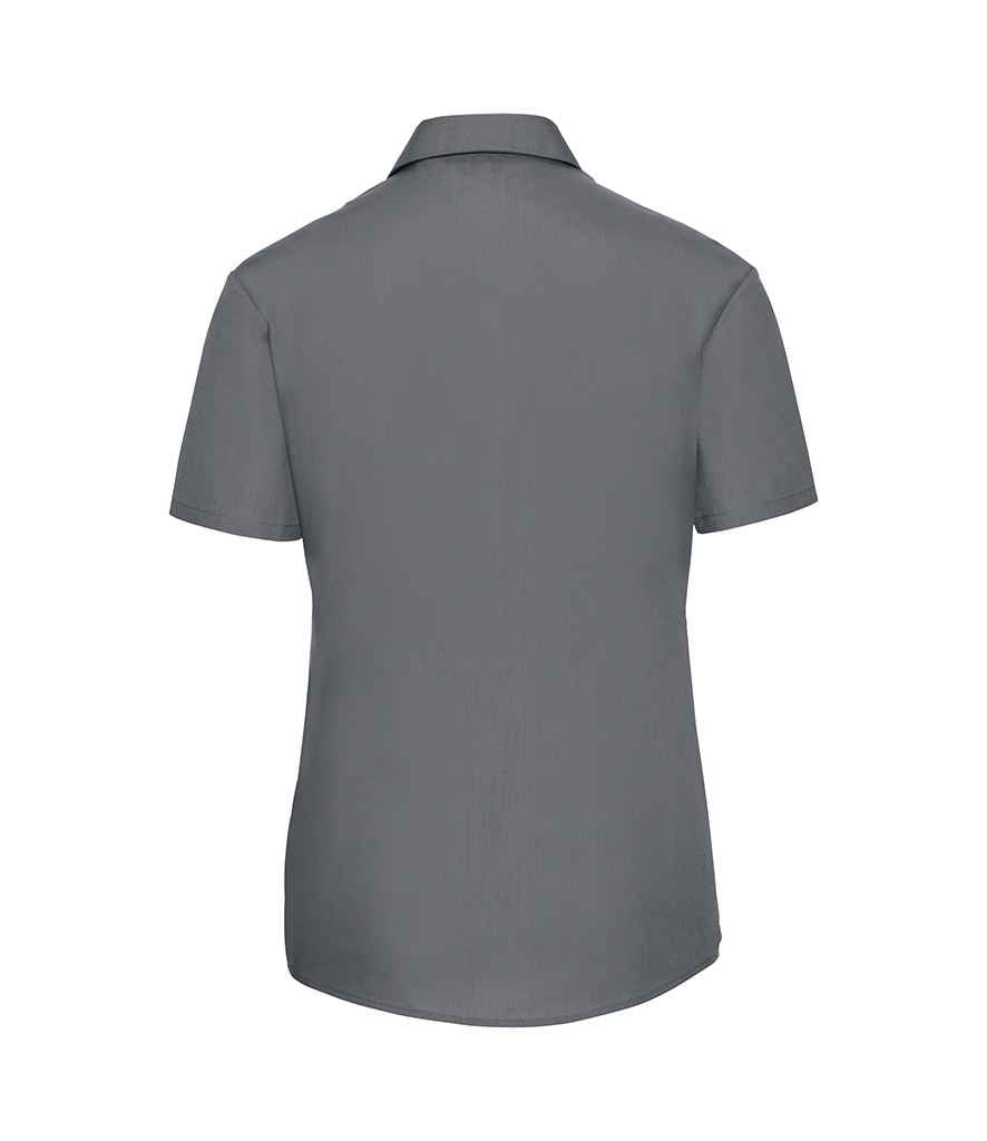 Russell Collection Ladies Short Sleeve Easy Care Poplin Shirt Convoy Grey