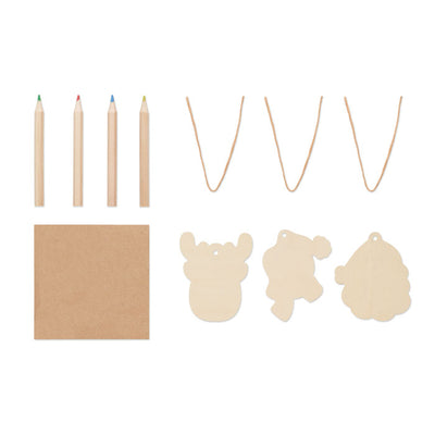 Drawing wooden ornaments set