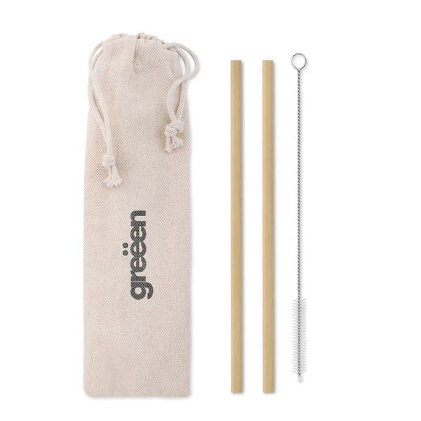 Branded Bamboo Straw w/brush in pouch