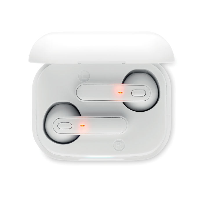 Branded TWS earbuds with charging base