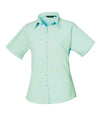 Premier Ladies Short Sleeve Poplin Blouse Aqua