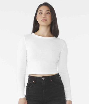Bella Micro Rib Long Sleeve Baby T-Shirt Solid White Blend